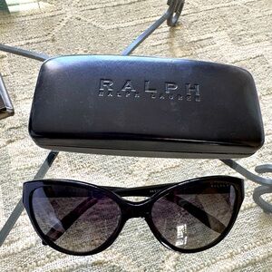 Ralph Lauren Black Cat Eye Sunglasses with case.